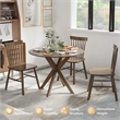 Modern Round Wood Dining Table for Home Office Walnut