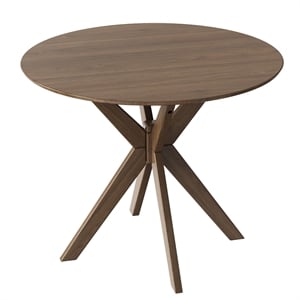 Modern Round Wood Dining Table for Home Office Walnut
