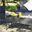 4PCS Patio Rattan Furniture Set Cushioned White Navy