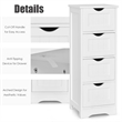 4 Drawer Bathroom Floor Cabinet Free Standing Storage Side Organizer White