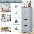 4 Drawer Bathroom Floor Cabinet Free Standing Storage Side Organizer Gray
