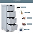 4 Drawer Bathroom Floor Cabinet Free Standing Storage Side Organizer Gray