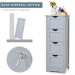 4 Drawer Bathroom Floor Cabinet Free Standing Storage Side Organizer Gray