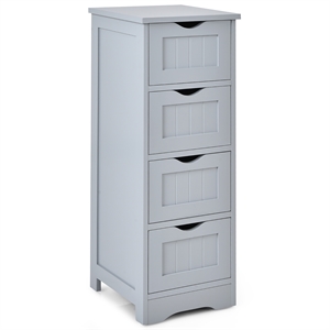 4 Drawer Bathroom Floor Cabinet Free Standing Storage Side Organizer Gray
