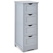 4 Drawer Bathroom Floor Cabinet Free Standing Storage Side Organizer Gray