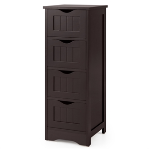 4 Drawer Bathroom Floor Cabinet Free Standing Storage Side Organizer Espresso