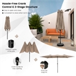 15FT Double Sided Large Patio Market Umbrella Twin Brown