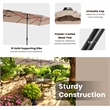 15FT Double Sided Large Patio Market Umbrella Twin Brown