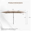 15FT Double Sided Large Patio Market Umbrella Twin Brown