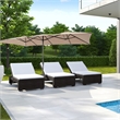 15FT Double Sided Large Patio Market Umbrella Twin Brown