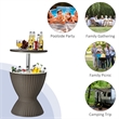 8 Gallon 3 in 1 Patio Rattan Cooler Bar Table Adjust Ice Bucket Brown