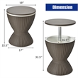 8 Gallon 3 in 1 Patio Rattan Cooler Bar Table Adjust Ice Bucket Brown