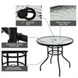 Patio Round Table Tempered Glass Steel Frame White