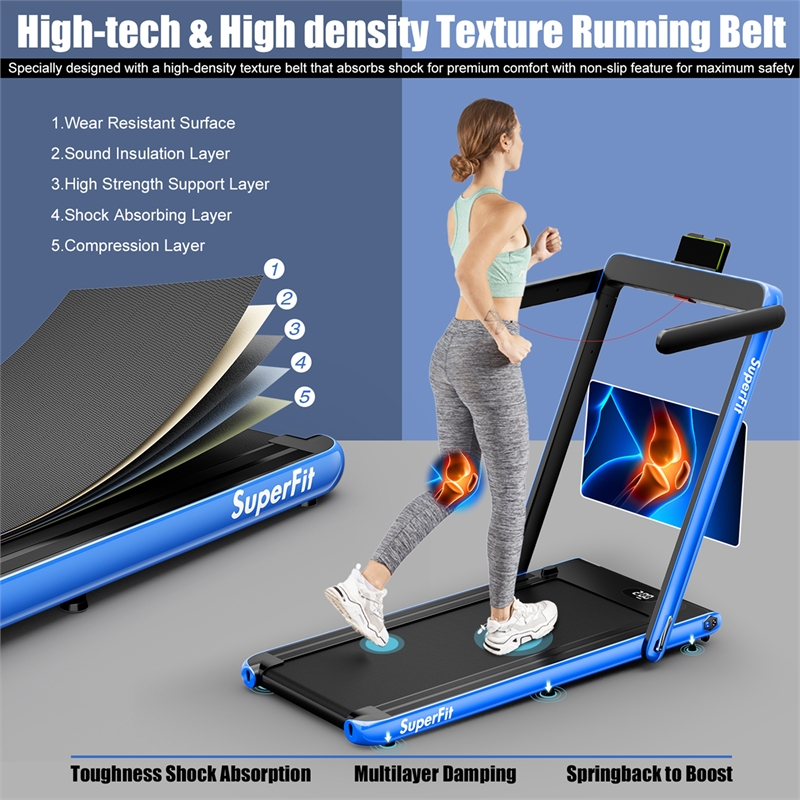 SuperFit Up To 7.5MPH 2.25HP Single Display Screen Treadmill Blue