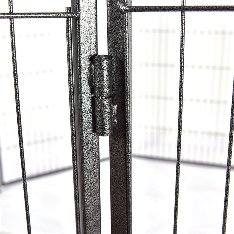 Panel Pet Dog Playpen Door Exercise Kennel Fence Metal black