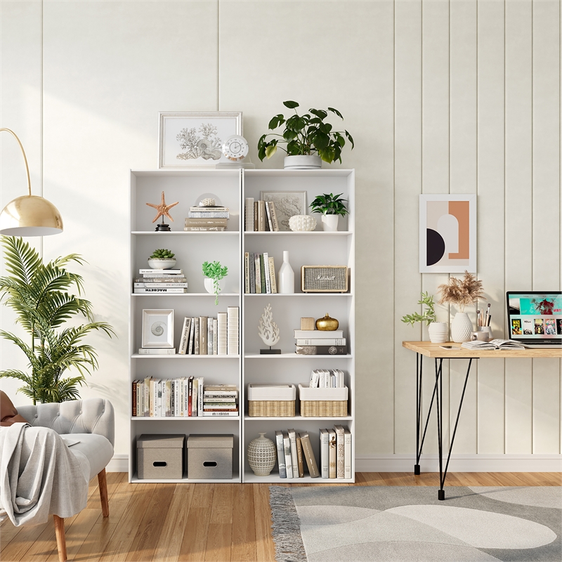 5 Shelf Storage Bookcase Display Cabinet Furniture White