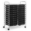 20 Drawers Rolling Cart Storage Studio Organizer Bins Black