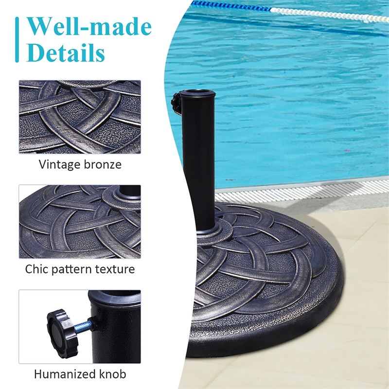 Patio Round Umbrella Base Stand Market  Standing Bronze