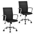 Set of 2 PU Leather Conference Office Chair Black