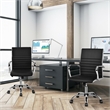 Set of 4 PU Leather Conference Office Chair Black