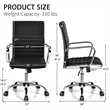 Set of 4 PU Leather Conference Office Chair Black
