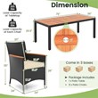 9 PCS Patio Dining Set w/Umbrella Hole Brown