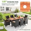 9 PCS Patio Dining Set w/Umbrella Hole Brown