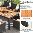 9 PCS Patio Dining Set w/Umbrella Hole Brown