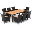 9 PCS Patio Dining Set w/Umbrella Hole Brown