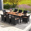 9 PCS Patio Dining Set w/Umbrella Hole Brown