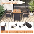 7 PCS Outdoor Dining Set with Umbrella Hole Brown Natural