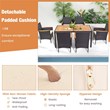 7 PCS Outdoor Dining Set with Umbrella Hole Brown Natural