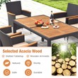 7 PCS Outdoor Dining Set with Umbrella Hole Brown Natural