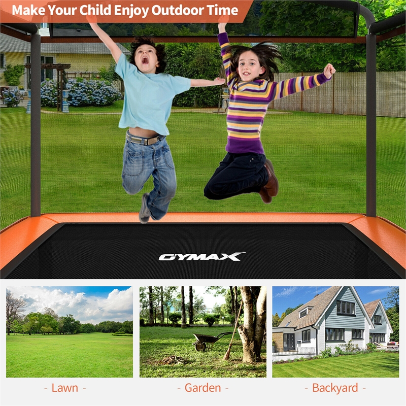 6FT Kids Recreational Trampoline W/Swing Safety Enclosure Orange
