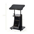 Sit to Stand Laptop Desk Cart Rolling Mobile Black