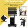Sit to Stand Laptop Desk Cart Rolling Mobile Black