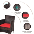 Outdoor 3 PCS Rattan Wicker Furniture Sets Red