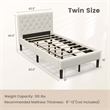 Wooden Upholstered Bed Twin Size Button Tufted Beige