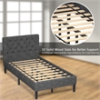 Wooden Upholstered Bed Twin Size Button Tufted Gray