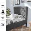 Wooden Upholstered Bed Twin Size Button Tufted Gray