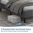 Twin Size Upholstered Bed Frame Button Tufted Foundation Gray