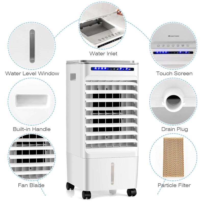 3 in 1 Evaporative Air Cooler Fan w/ Fan and Humidifier White