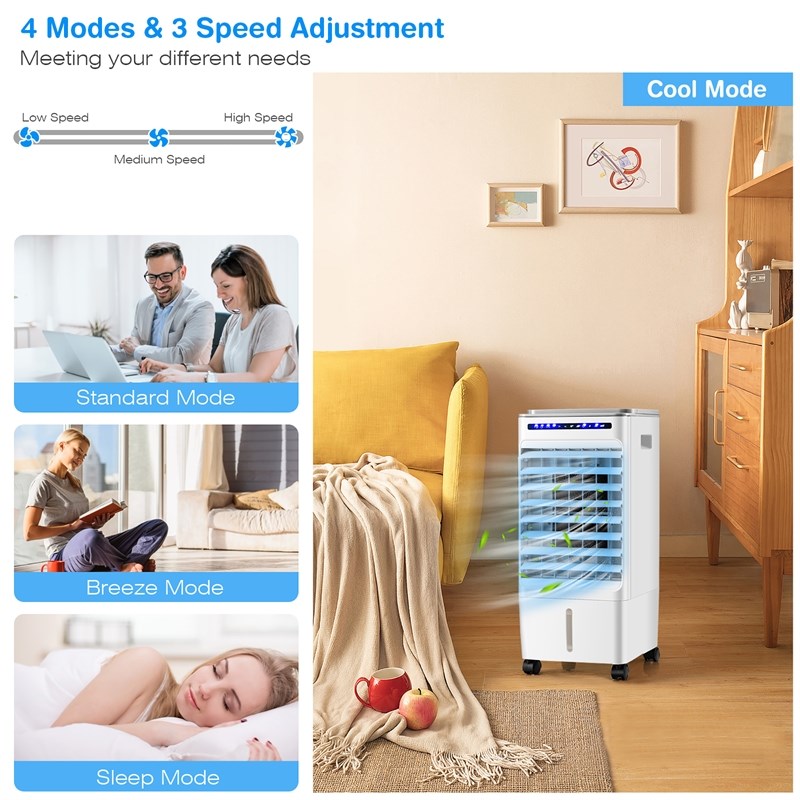 3 in 1 Evaporative Air Cooler Fan w/ Fan and Humidifier White