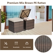 2PCS Patio Rattan Ottoman Seat Storage Box Beige