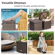 2PCS Patio Rattan Ottoman Seat Storage Box Gray