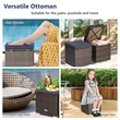 2PCS Patio Rattan Ottoman Seat Storage Box Navy
