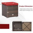 2PCS Patio Rattan Ottoman Seat Storage Box Red