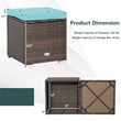 2PCS Patio Rattan Ottoman Seat Storage Box Turquoise
