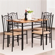 5 PC Dining Set Wood Metal Table and 4 Chairs Kitchen Breakfast Furniture