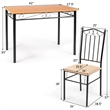 5 PC Dining Set Wood Metal Table and 4 Chairs Kitchen Breakfast Furniture